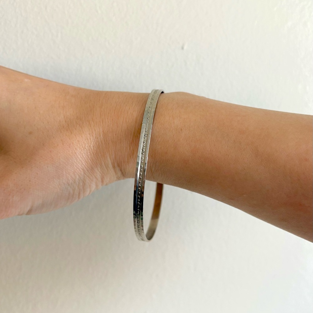 Vintage Coro Sterling Silver Thin / Skinny Bangle Bracelet - Picture 8 of 10